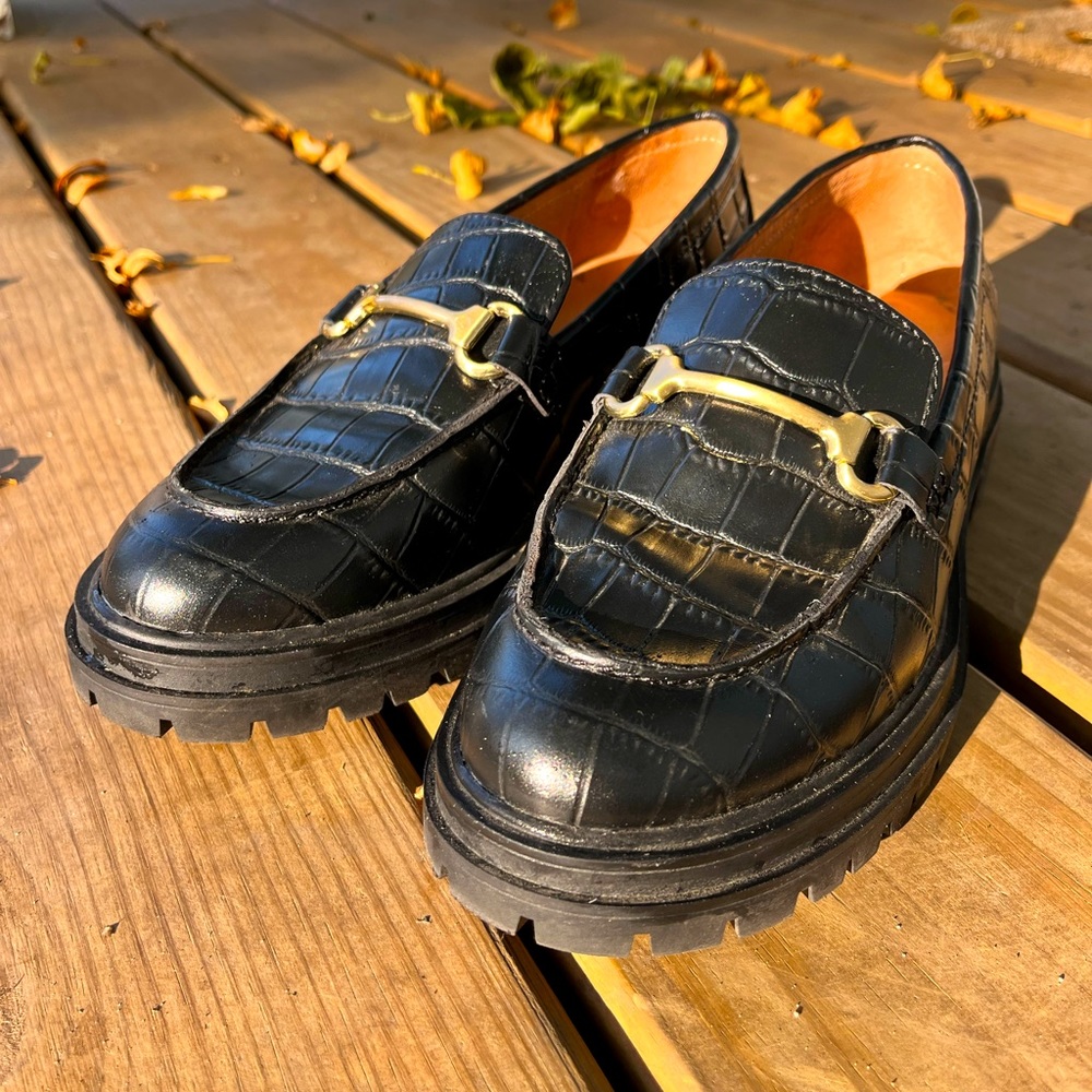 The Bradley Hardware Lugsole Loafer in Croc Embossed Leather